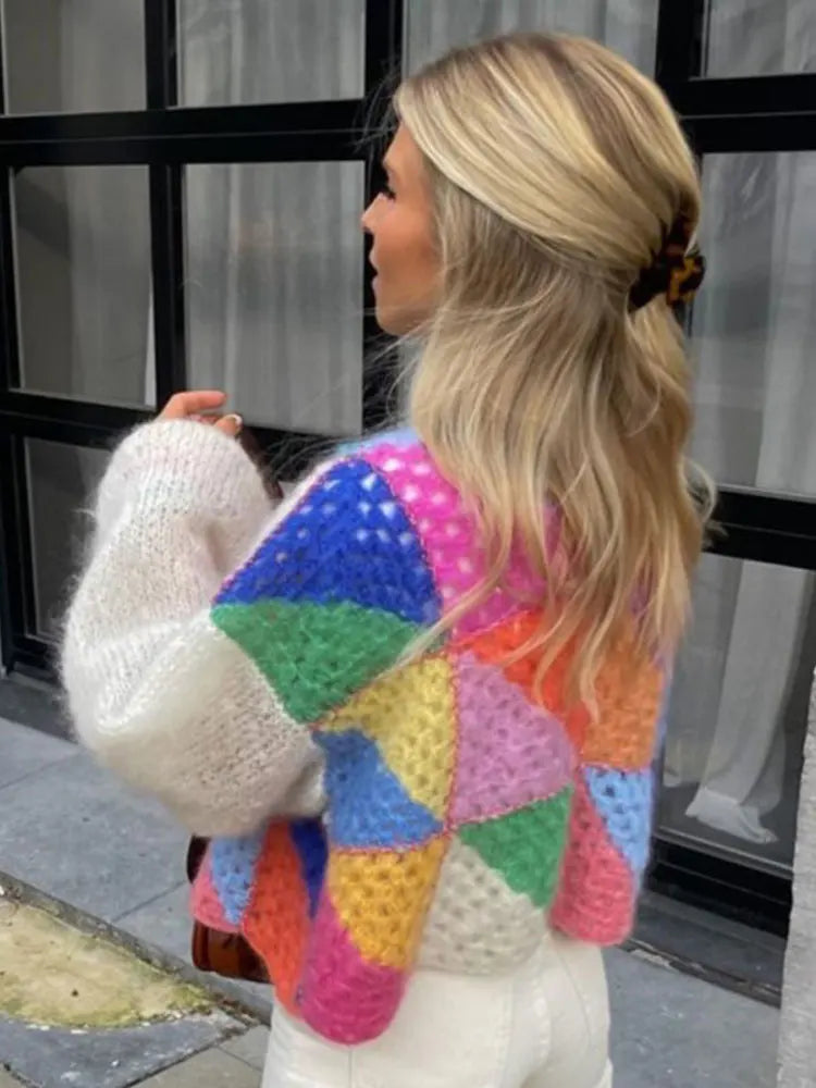Lozenda - Lässiger Multicolor-Strickpullover für Frauen
