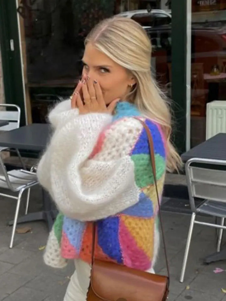 Lozenda - Lässiger Multicolor-Strickpullover für Frauen