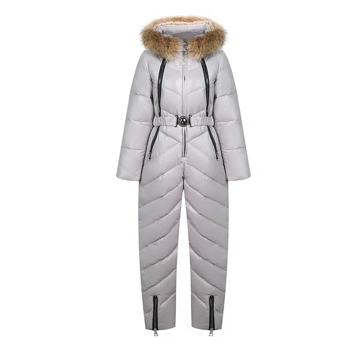 Lozenda - Lässiger Winter Skianzug mit Pelzkragen für Frauen