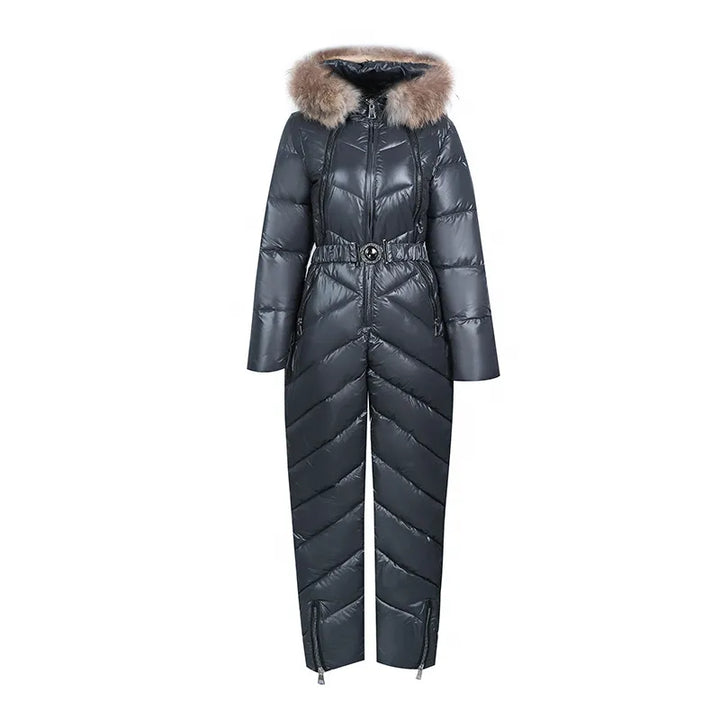 Lozenda - Lässiger Winter Skianzug mit Pelzkragen für Frauen