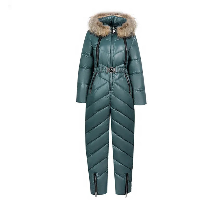 Lozenda - Lässiger Winter Skianzug mit Pelzkragen für Frauen