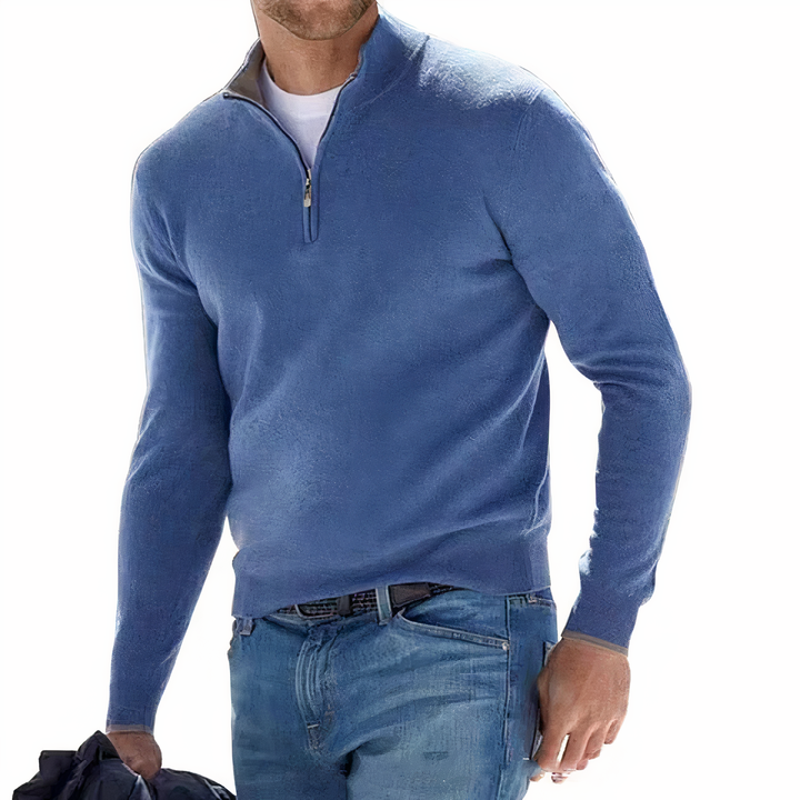 Lozenda - Pullover mit V-Ausschnitt und Reißverschluss