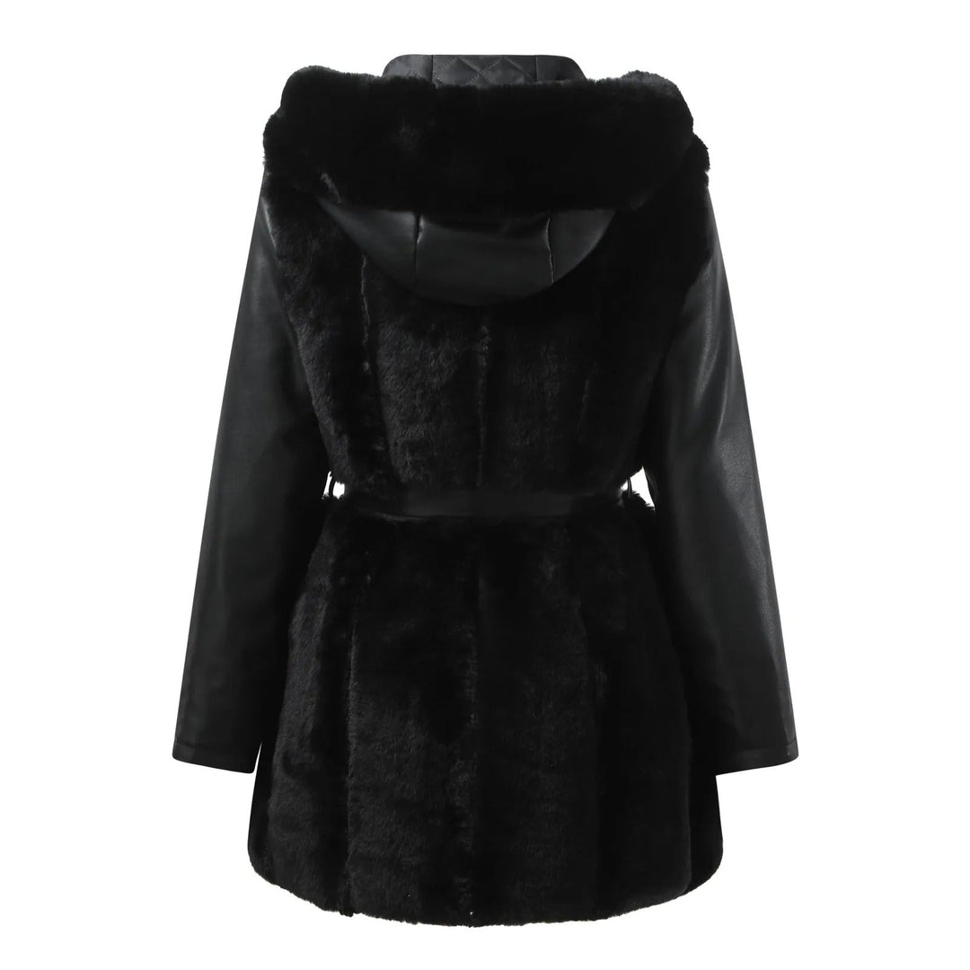 Lozenda - Schicke vegane Lederjacke mit Kunstfellkragen für Damen