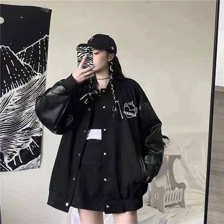 Lozenda - Schwarzer Harajuku Mantel für Frauen