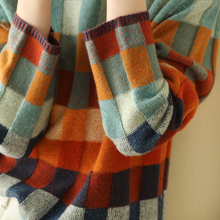 Lozenda - Stylischer mehrfarbig karierter Pullover