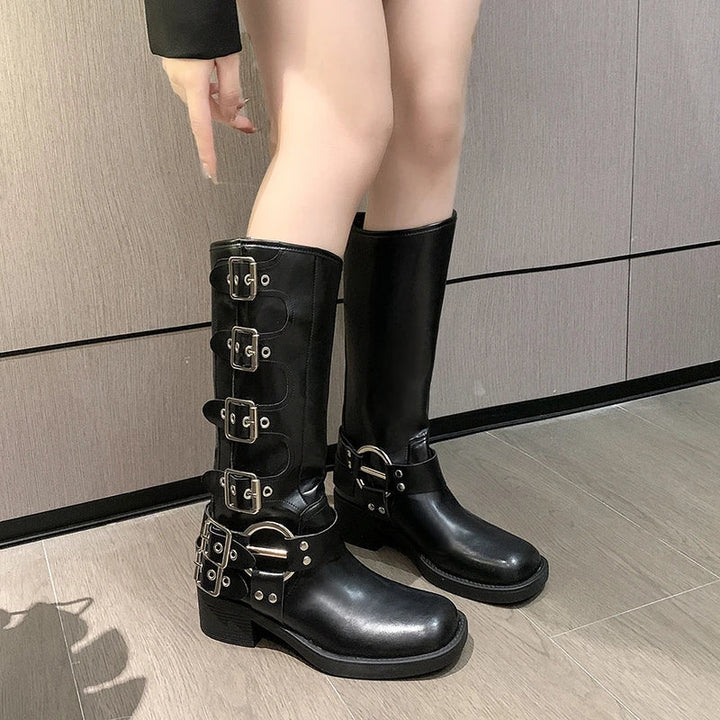 Lozenda - Vintage Stiefel mit Riemen für Frauen