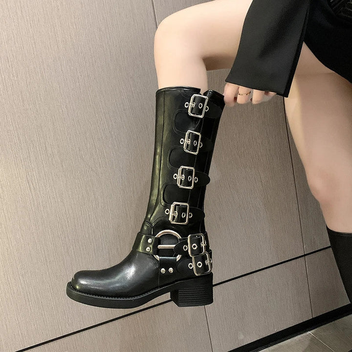 Lozenda - Vintage Stiefel mit Riemen für Frauen