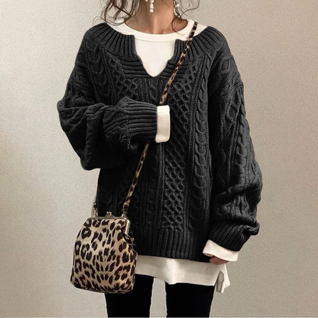 Lozenda - Weicher Strickpullover mit V-Ausschnitt für Frauen in entspannter Passform