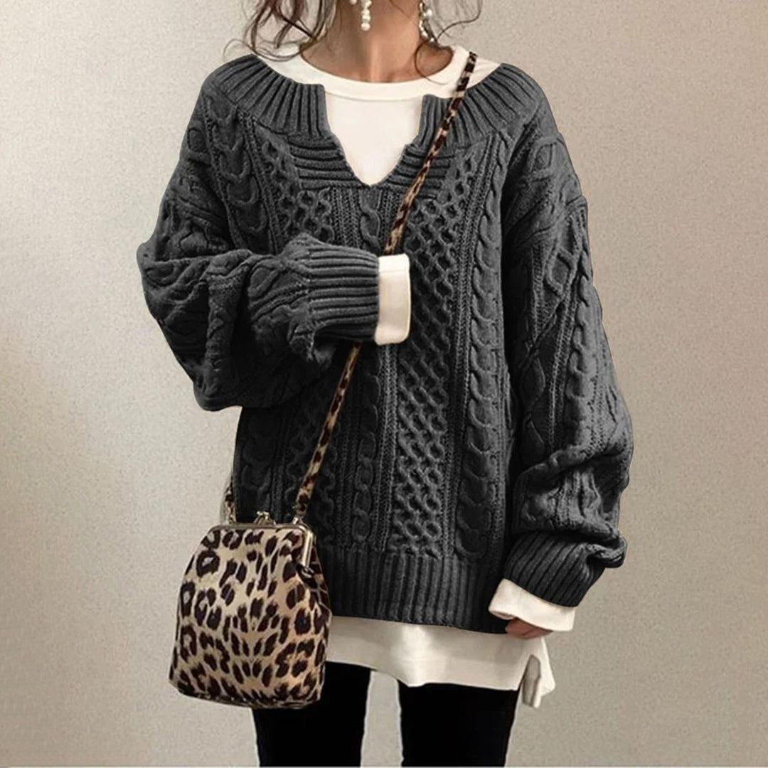 Lozenda - Weicher Strickpullover mit V-Ausschnitt für Frauen in entspannter Passform