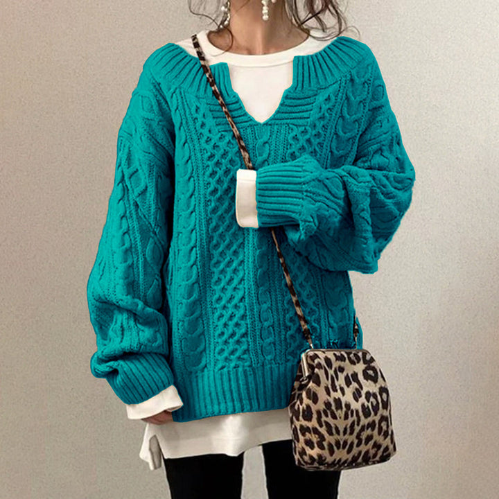 Lozenda - Weicher Strickpullover mit V-Ausschnitt für Frauen in entspannter Passform