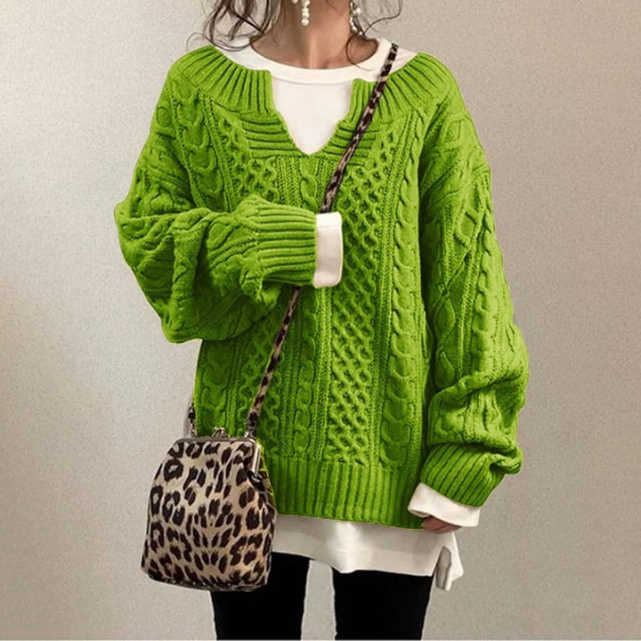 Lozenda - Weicher Strickpullover mit V-Ausschnitt für Frauen in entspannter Passform