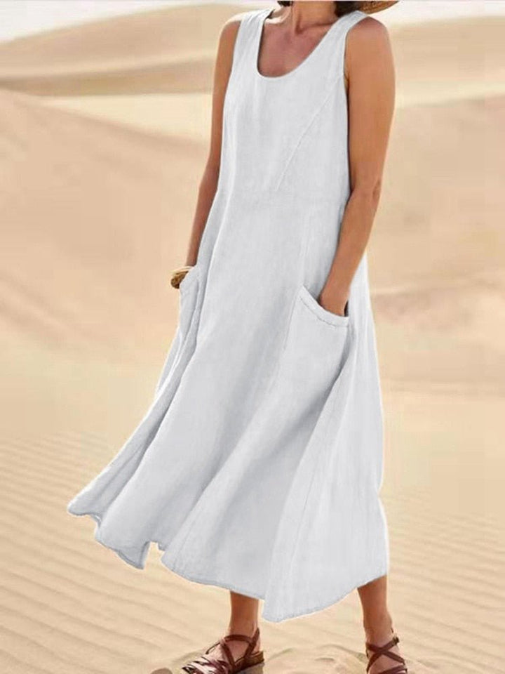 Luftiges Maxi Kleid Damen | Locker fallender Schnitt & praktische Taschen