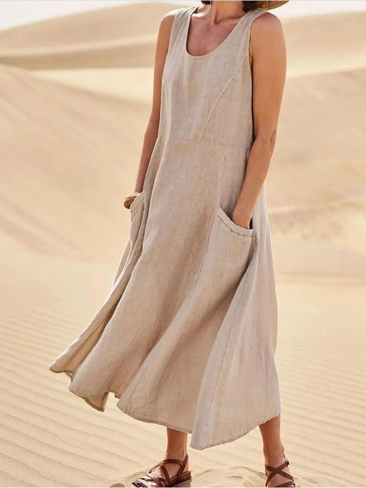 Luftiges Maxi Kleid Damen | Locker fallender Schnitt & praktische Taschen