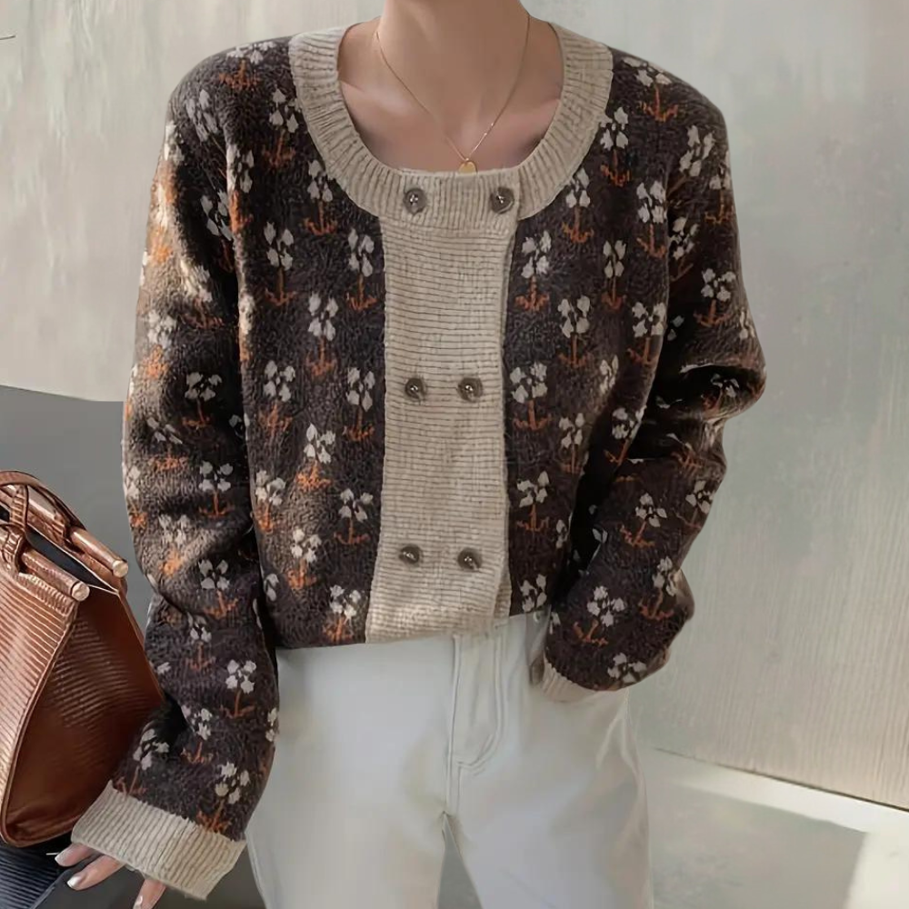 Luna - Blumengestrickter Cardigan für Damen