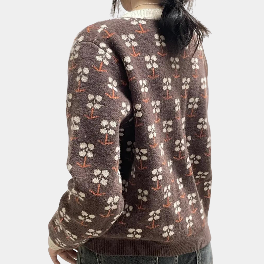 Luna - Blumengestrickter Cardigan für Damen