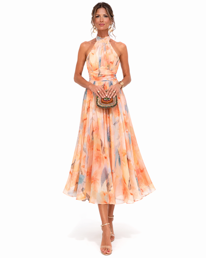 Luna | Elegantes Neckholder Maxikleid Sommer für Hochzeitsgäste 0