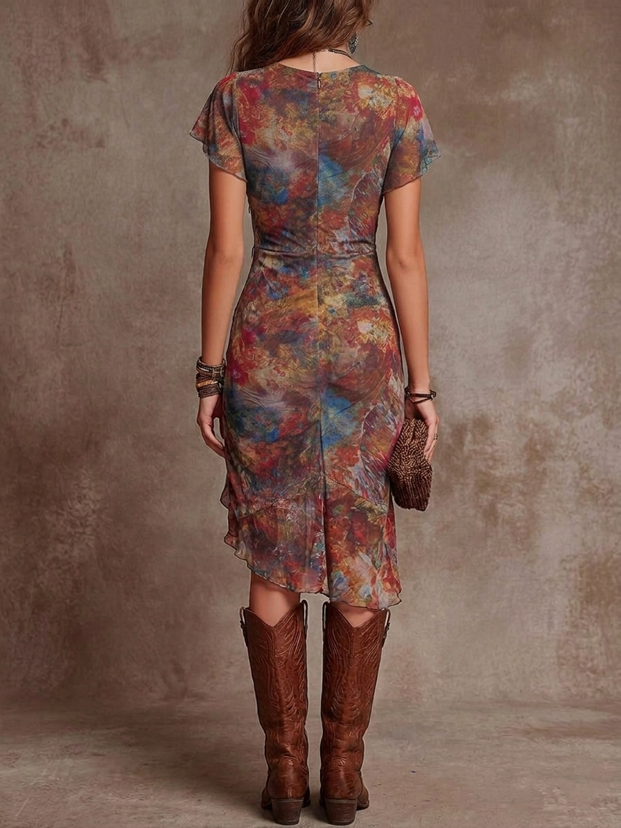 Luna | Elegantes V-Ausschnitt Damenkleid im Boho-Stil 2