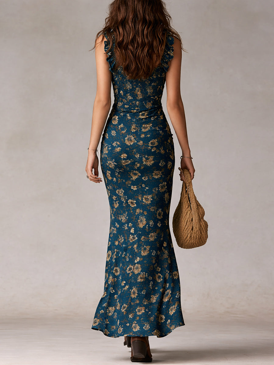 Lunara | Elegantes Boho Retro-Maxikleid mit Rüschenärmeln 4