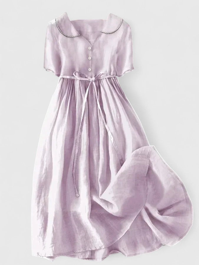 Lunara | Elegantes Midikleid Sommer aus Baumwolle-Leinen-Mischung 0