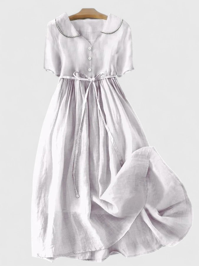 Lunara | Elegantes Midikleid Sommer aus Baumwolle-Leinen-Mischung 1