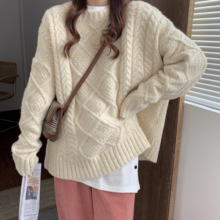Magnolia | Grobstrickpullover Zopfmuster