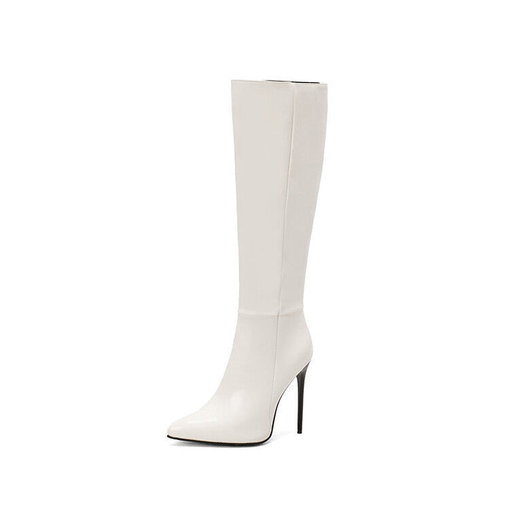 Kniehohe Stiefel | Spitz mit Absatz und Reissverschluss