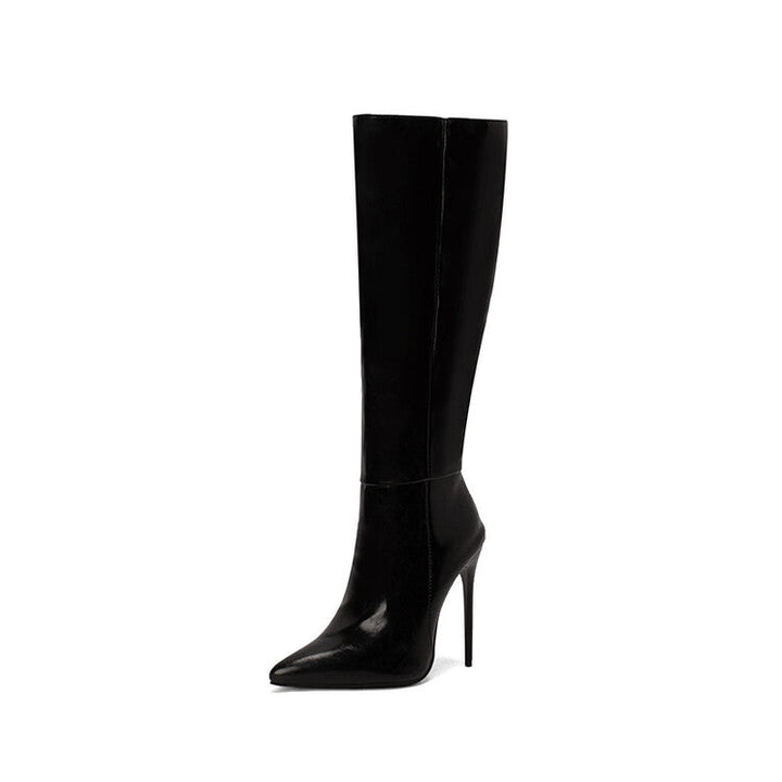 Kniehohe Stiefel | Spitz mit Absatz und Reissverschluss