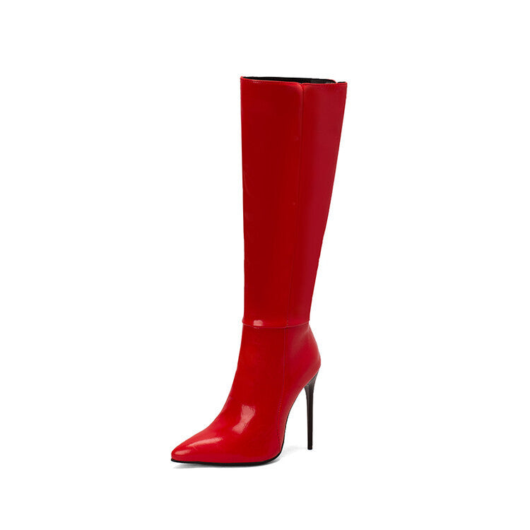Kniehohe Stiefel | Spitz mit Absatz und Reissverschluss
