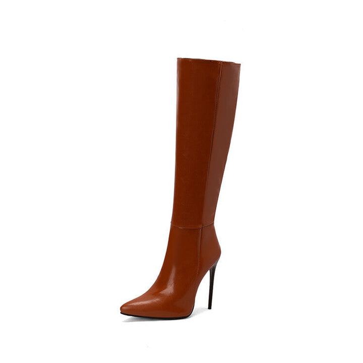 Kniehohe Stiefel | Spitz mit Absatz und Reissverschluss