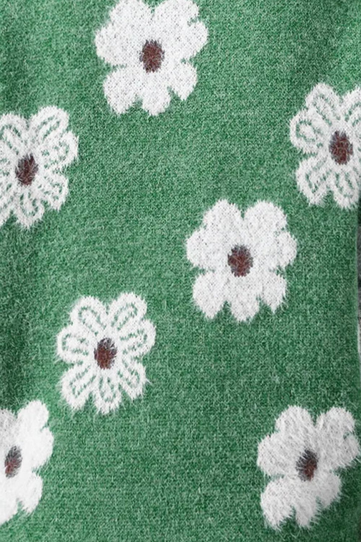 Margaret - Blumensweater mit halbem Reißverschluss