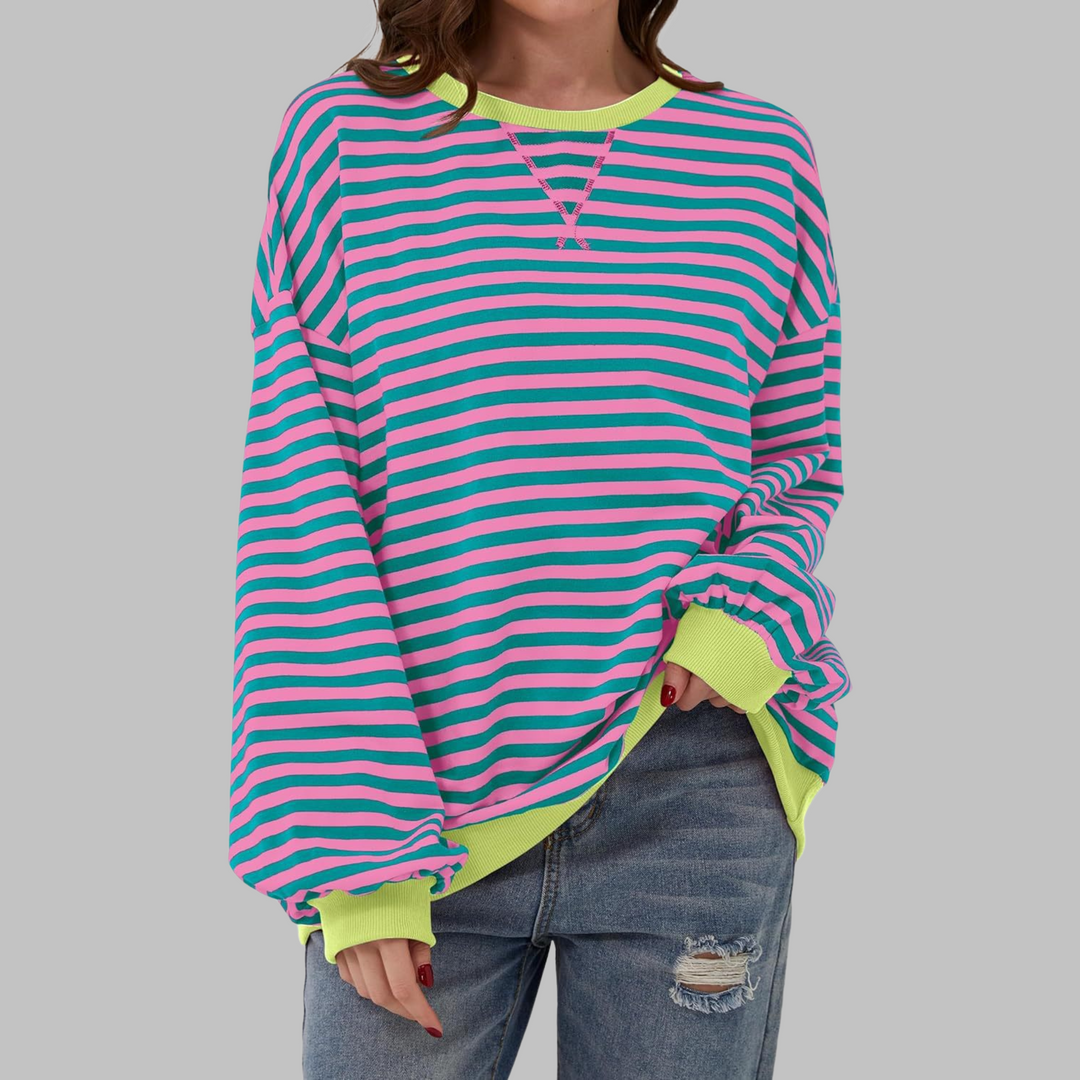 Clara | Gestreiftes Retro-Sweatshirt mit Kontrastdetails