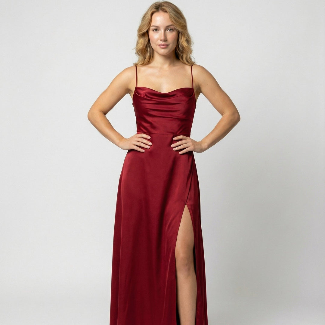 Maxi Kleid Damen | Elegantes Abendkleid lang mit Beinschlitz