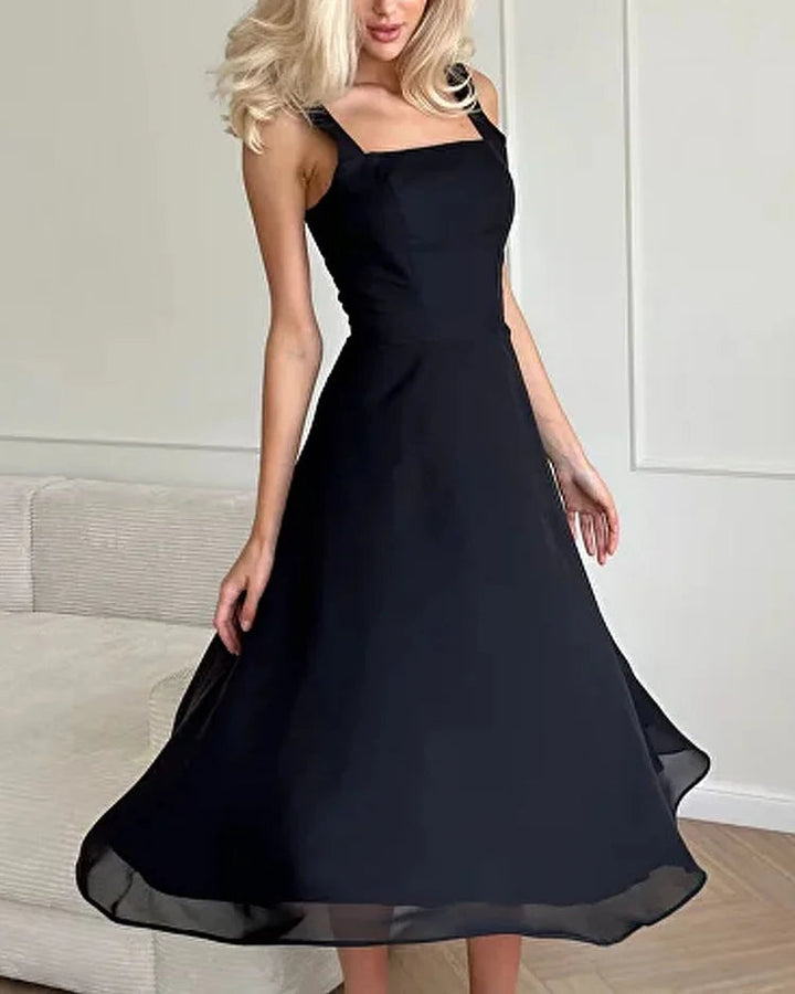 Maxikleid Damen | Eckiger Ausschnitt & fließender Rock