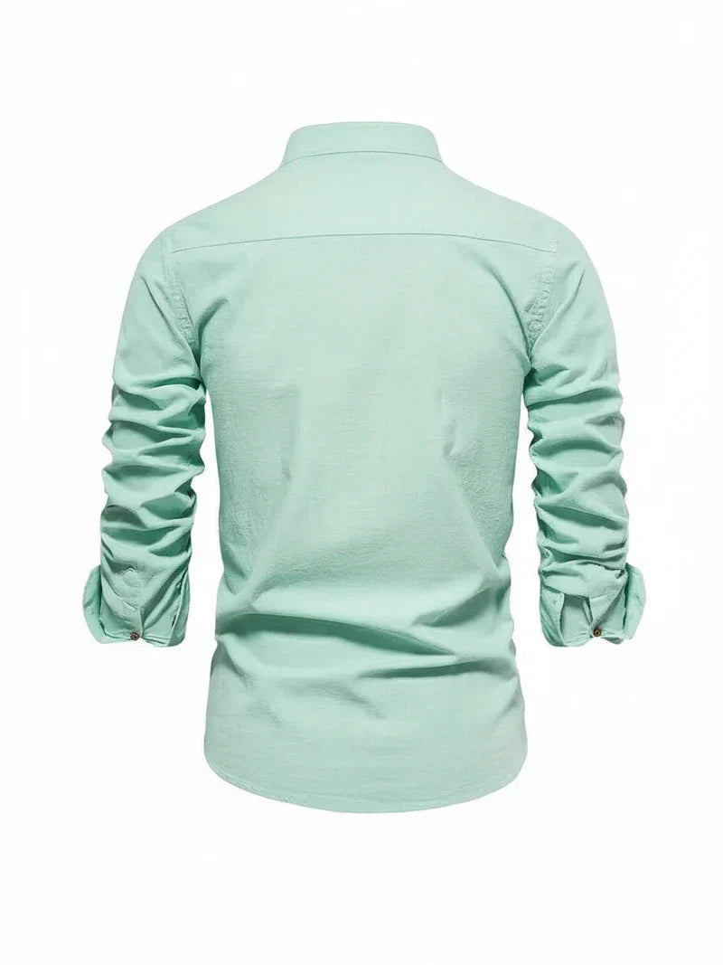 Yannick | Herren Stehkragen Knopfleiste Freizeit Shirt