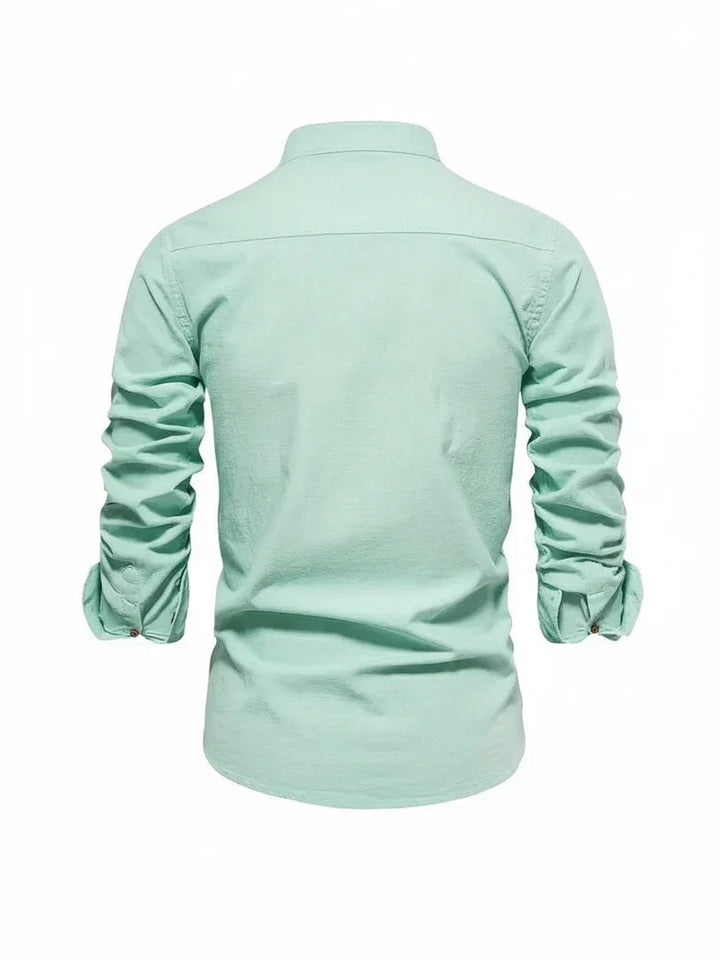 Yannick | Herren Stehkragen Knopfleiste Freizeit Shirt