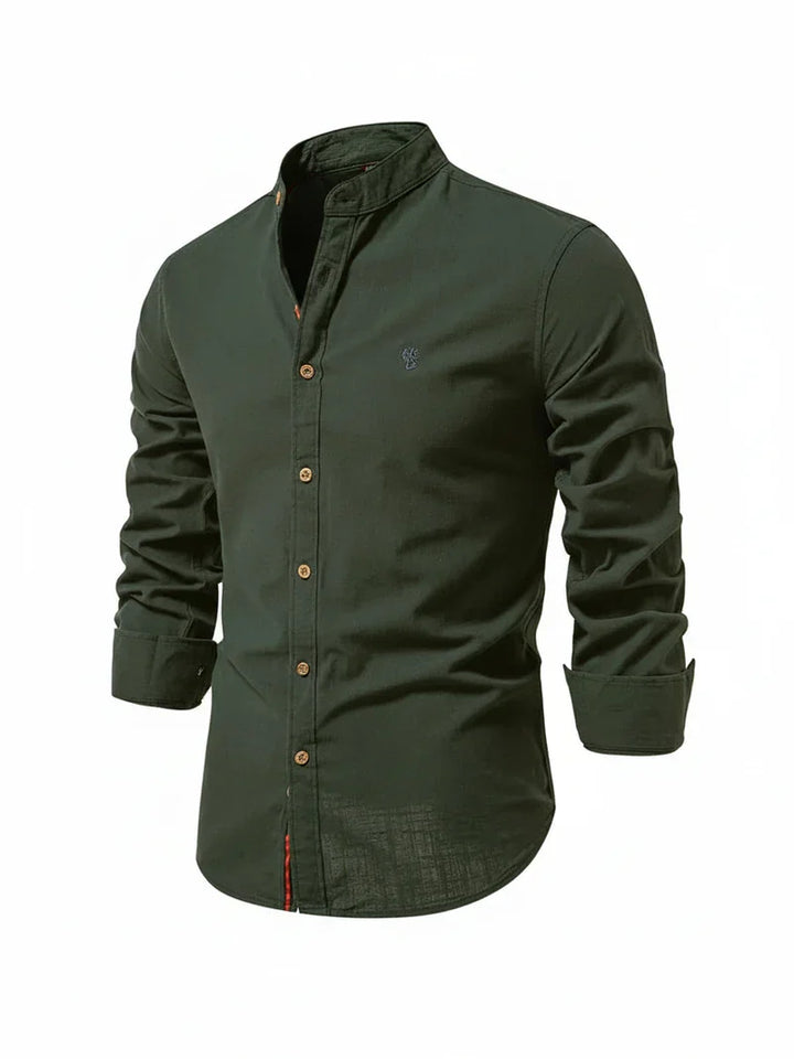 Yannick | Herren Stehkragen Knopfleiste Freizeit Shirt