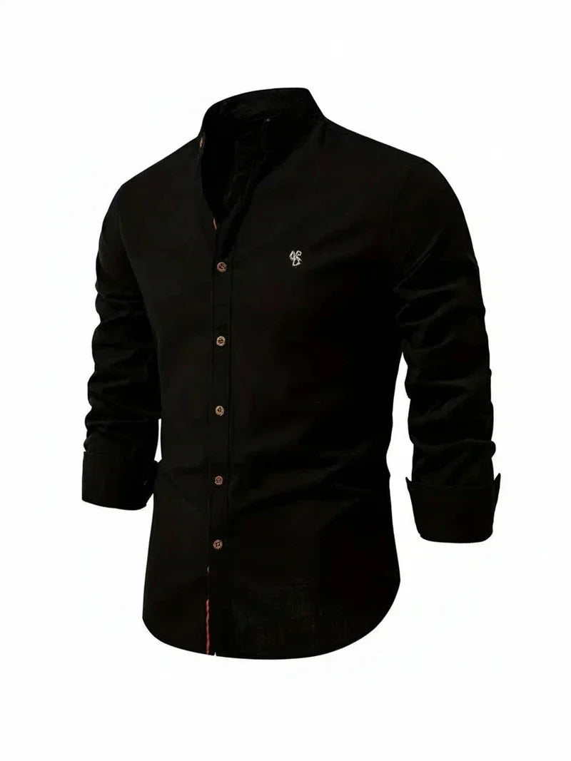 Yannick | Herren Stehkragen Knopfleiste Freizeit Shirt