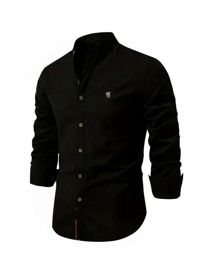 Yannick | Herren Stehkragen Knopfleiste Freizeit Shirt