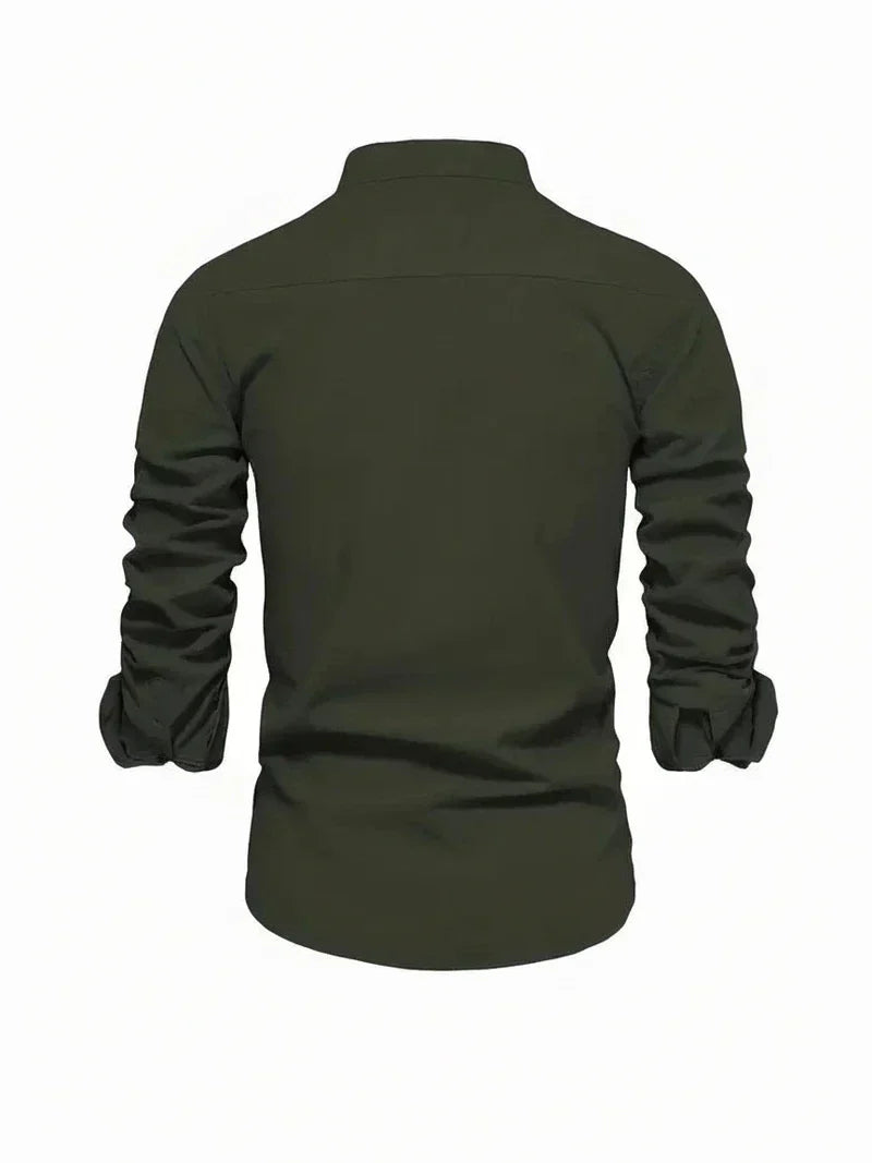 Yannick | Herren Stehkragen Knopfleiste Freizeit Shirt