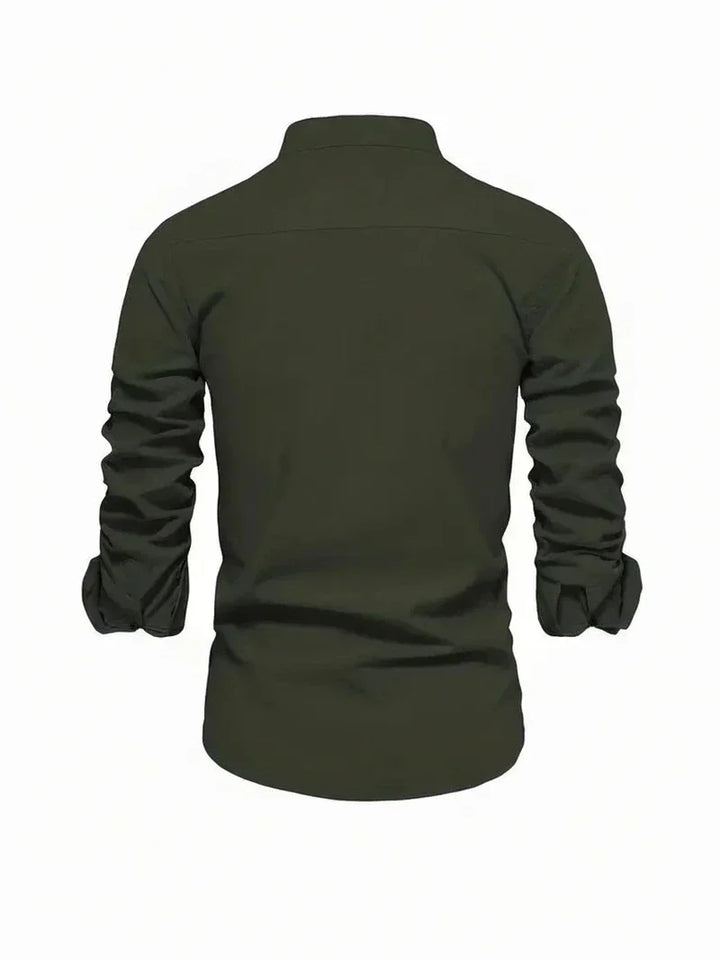 Yannick | Herren Stehkragen Knopfleiste Freizeit Shirt