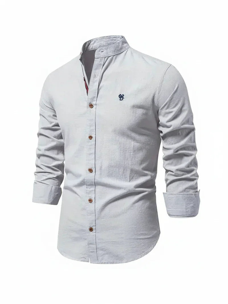 Yannick | Herren Stehkragen Knopfleiste Freizeit Shirt