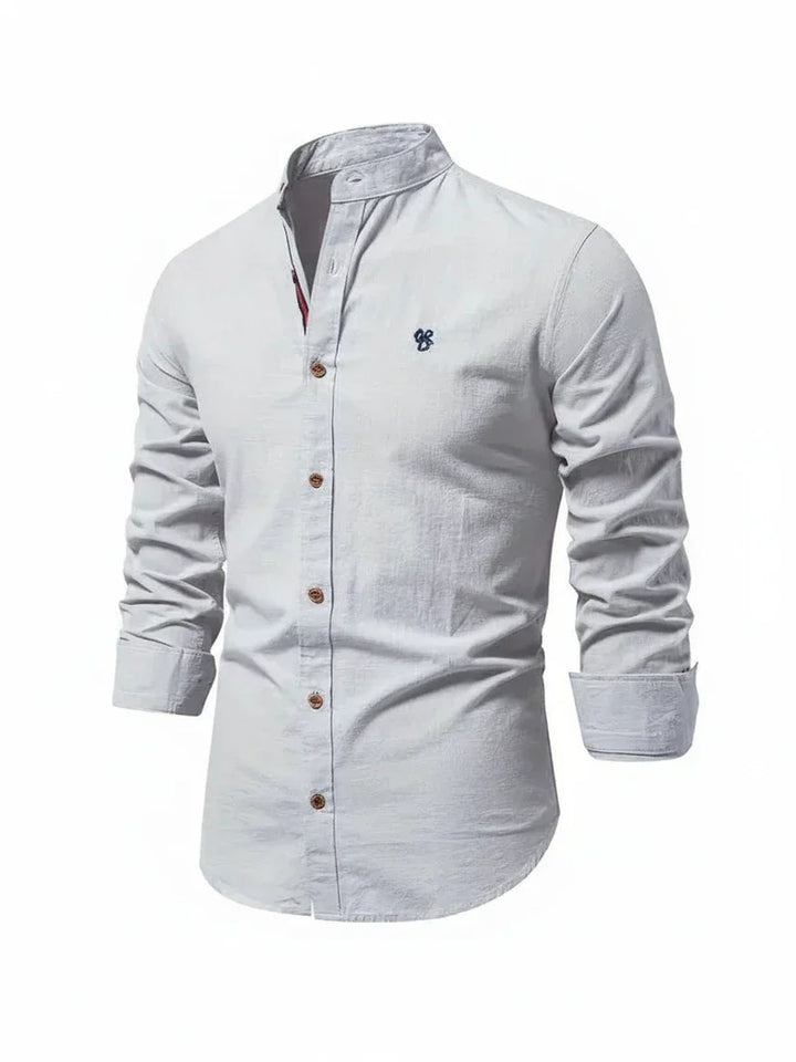 Yannick | Herren Stehkragen Knopfleiste Freizeit Shirt
