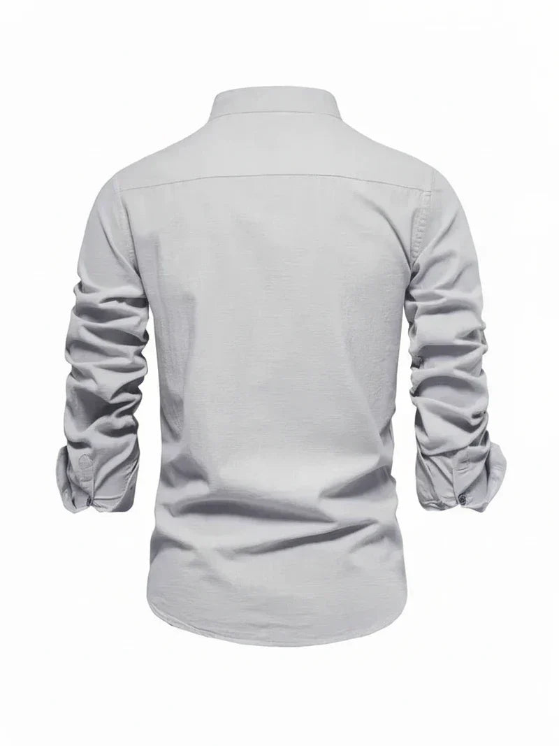 Yannick | Herren Stehkragen Knopfleiste Freizeit Shirt