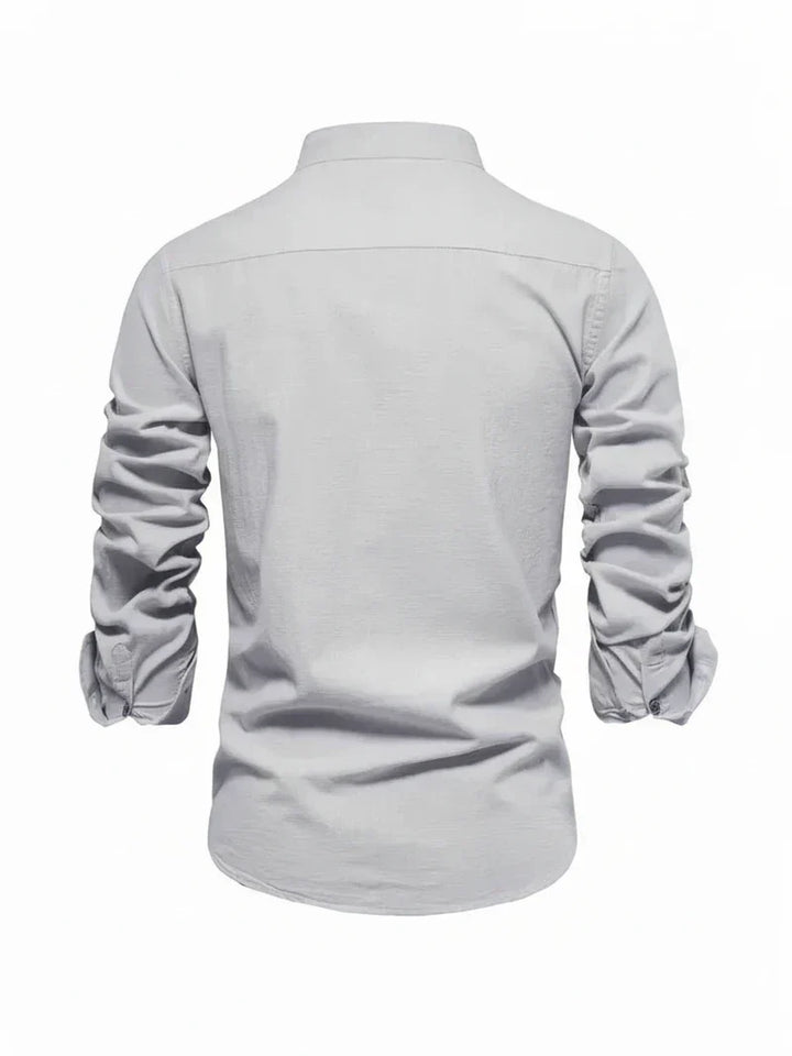 Yannick | Herren Stehkragen Knopfleiste Freizeit Shirt