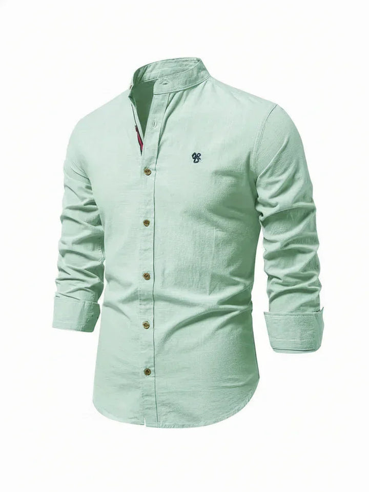 Yannick | Herren Stehkragen Knopfleiste Freizeit Shirt