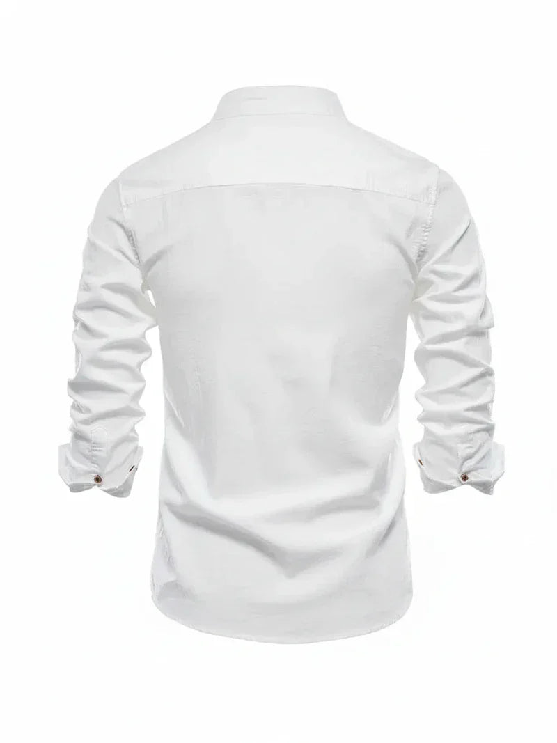 Yannick | Herren Stehkragen Knopfleiste Freizeit Shirt
