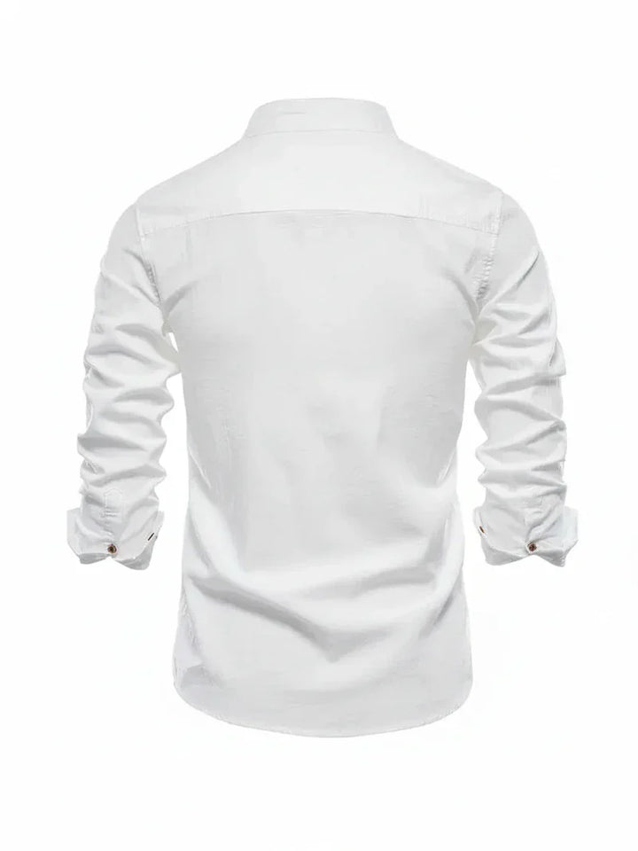 Yannick | Herren Stehkragen Knopfleiste Freizeit Shirt