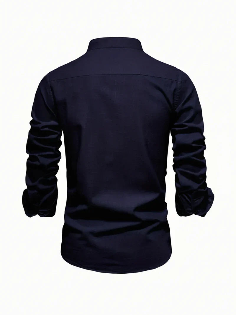Yannick | Herren Stehkragen Knopfleiste Freizeit Shirt