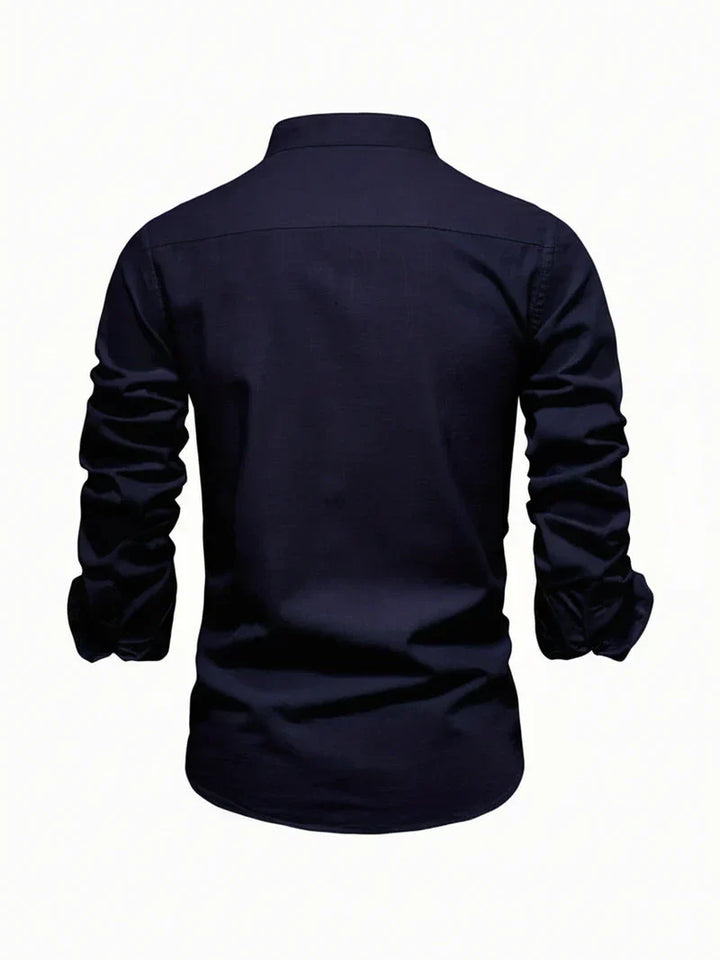 Yannick | Herren Stehkragen Knopfleiste Freizeit Shirt
