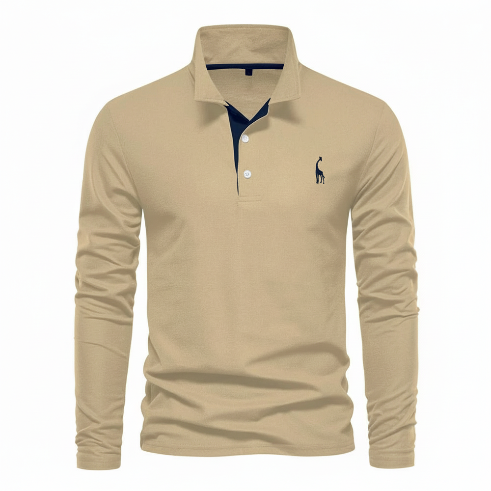 Emil | Herren Kontrast-Knopfleiste Langarm Polo-Shirt